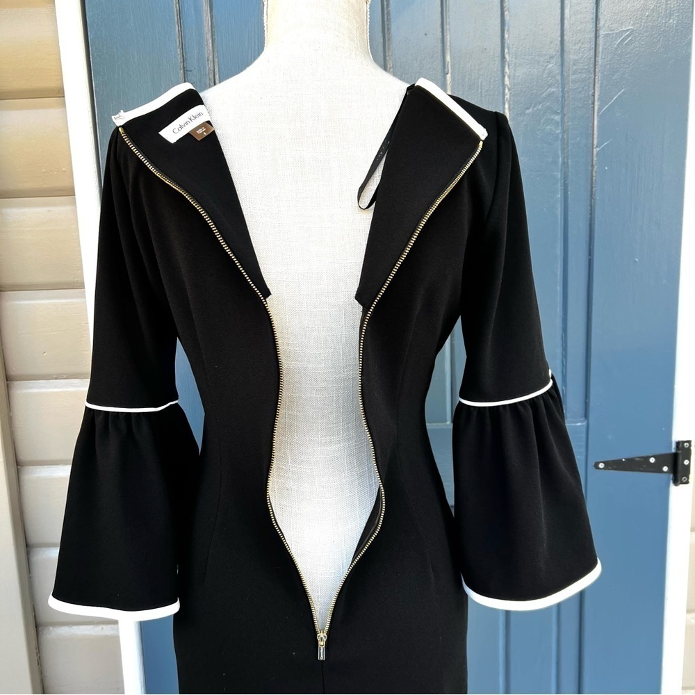 Calvin Klein Bell Sleeve Midi Dress Women Size 8 - Picture 5 of 10